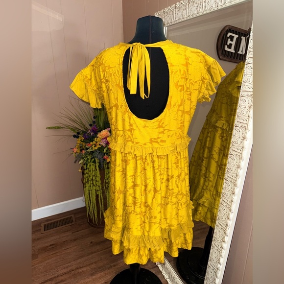 Anthropologie • Playful Floral Ruffle Knit Mini Dress - Picture 6 of 15